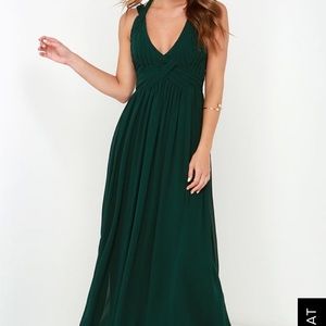 Lulus Strike A Minerva Maxi Dress in Dark Green